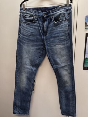 rag & bone Men's Skinny Washed Blue Jeans